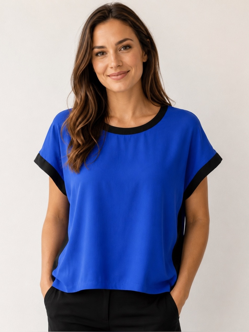 Forever 21 Blue Black Batwing Top Size M
